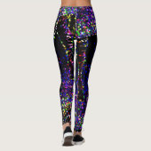 黒の六角形のシマウマのプリントのレギンス レギンス (裏面)