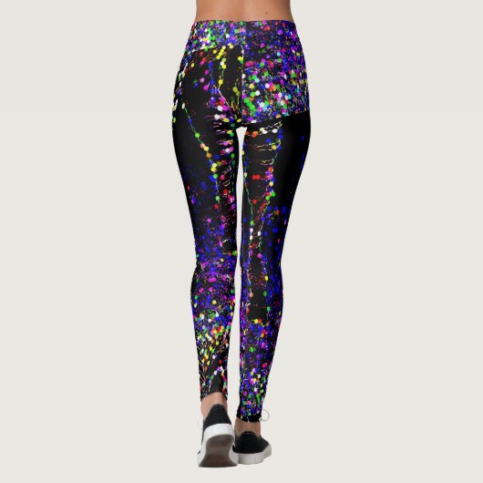 黒の六角形のシマウマのプリントのレギンス レギンス (裏面)