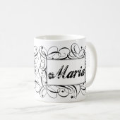 黒の内部のスタイリッシュなフレームでマリアを名前を挙げて下さい コーヒーマグカップ (正面右)