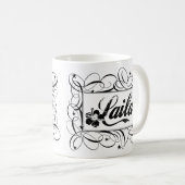 黒の内部のスタイリッシュなフレームでLailaを名前を挙げて下さい コーヒーマグカップ (正面右)