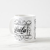 黒の内部のスタイリッシュなフレームでLailaを名前を挙げて下さい コーヒーマグカップ (正面左)