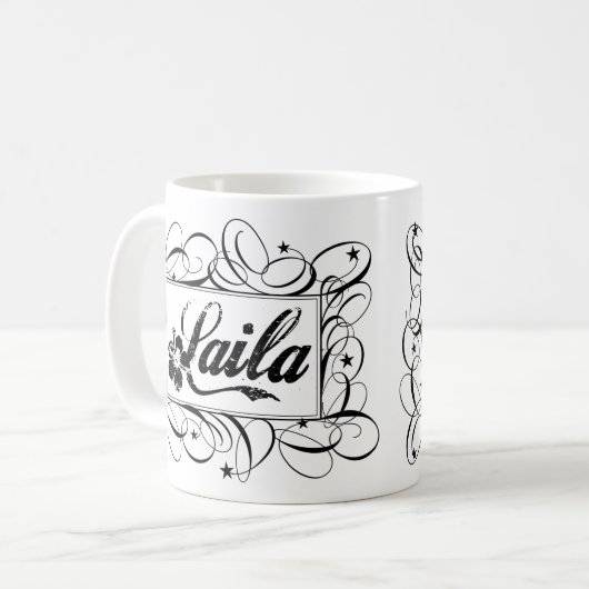 黒の内部のスタイリッシュなフレームでLailaを名前を挙げて下さい コーヒーマグカップ (正面左)