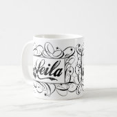 黒の内部のスタイリッシュなフレームでLeilaを名前を挙げて下さい コーヒーマグカップ (正面左)