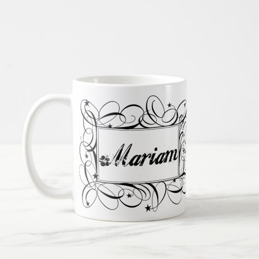 黒の内部のスタイリッシュなフレームでMariamを挙げて下さい コーヒーマグカップ (左)