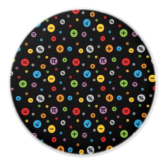 黒の円パタカラフルーンの数学記号 セラミックノブ (正面)