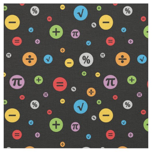 黒の円パタカラフルーンの数学記号 ファブリック (クローズアップ)