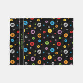 黒の円パタカラフルーンの数学記号 フリースブランケット (正面(横))