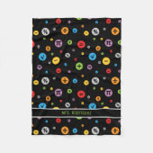 黒の円パタカラフルーンの数学記号 フリースブランケット (正面)