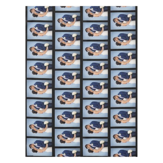 黒の写真のパターパーソナライズされたン テーブルクロス (正面)