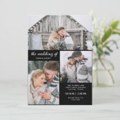 黒の写真モダン3枚 | 結婚s 招待状 (スタンド正面)