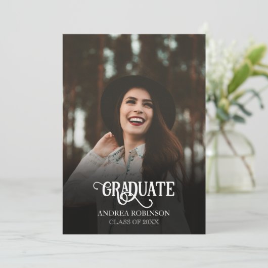 黒の写真卒業式 招待状 (スタンド正面)