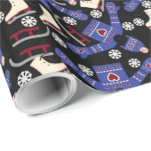 黒の冬のセーターのセットそしてスケート ラッピングペーパー (ロールコーナー)