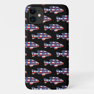 黒の切り身魚の旗 iPhone 11 ケース