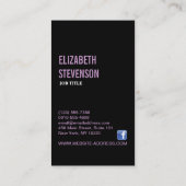 黒の勾配の光沢がある紫色のピンクのビーズ 名刺 (裏面)