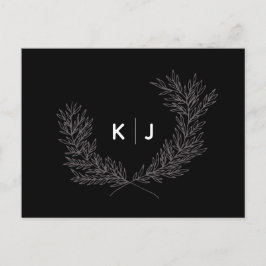 黒の区別モノグラム結婚式RSVPカード 案内ポストカード