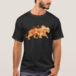 黒の半袖Tシャツの上の金色の大きな猫 Tシャツ