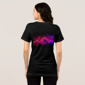 黒の半袖Tシャツの赤と青の炎 トライブレンドTシャツ (裏面全面)