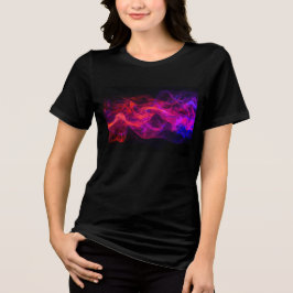 黒の半袖Tシャツの赤と青の炎 トライブレンドTシャツ