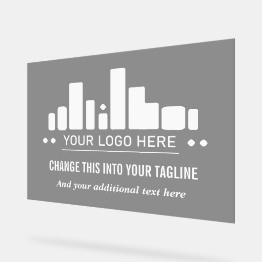 黒の半透明あなたのロゴとタグラインのビジネス アクリルサイン (傾斜)