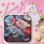 黒の半透明のポピー ペーパープレート (パーティー)