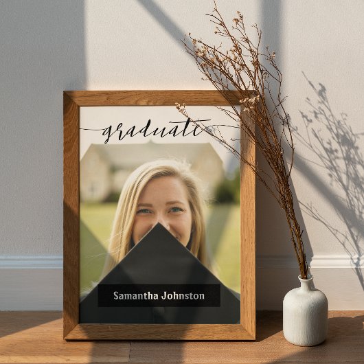 黒の卒業スクリプト モダン フォト ポスター