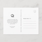 黒の卒業写真スクリプトハートありがとう ポストカード (裏面)