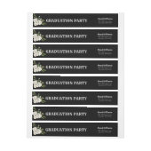 黒の卒業式ラップのまわりに差出人住所ラベル ラップアラウンドラベル (シート)