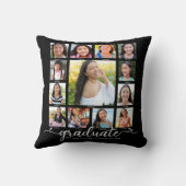 黒の卒業式K-12スクリプモダント写真コラージュ クッション (裏面)