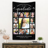 黒の卒業式K-12スクリプモダント写真コラージュ 横断幕