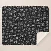 黒の占星術のな記号のグリフの銀 シェルパブランケット (正面(横))