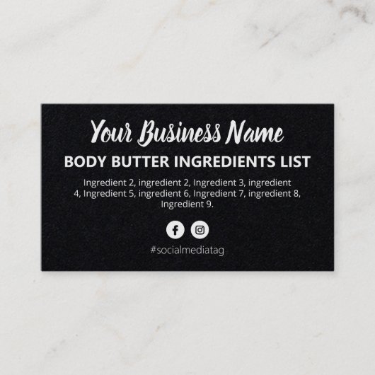 黒の原料お洒落の指示 名刺 (正面)