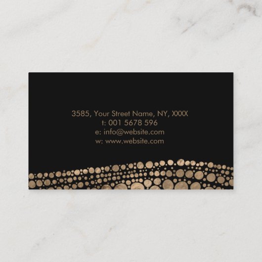 黒の原生の点の芸術のスタイルの金質 名刺 (裏面)