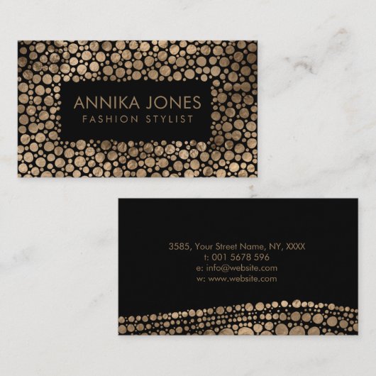 黒の原生の点の芸術のスタイルの金質 名刺 (正面/裏面)