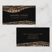 黒の原生の点の芸術のスタイルの金質 名刺 (正面/裏面)