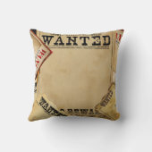 黒の古い西部の望まれたポスター クッション (裏面)