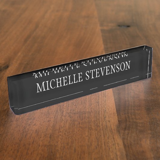 黒の名エレガントスタイリッシュモダン表板 デスクネームプレート (側面)