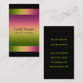 黒の名刺にピンク色の緑のグラデーション 名刺 (正面/裏面)