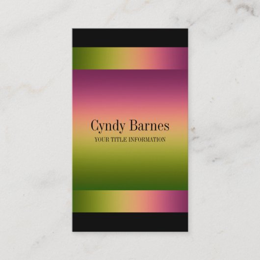 黒の名刺にピンク色の緑のグラデーション 名刺 (正面)