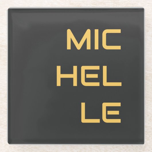 黒の名前をプレーンにモダン追加 ガラスコースター (正面)
