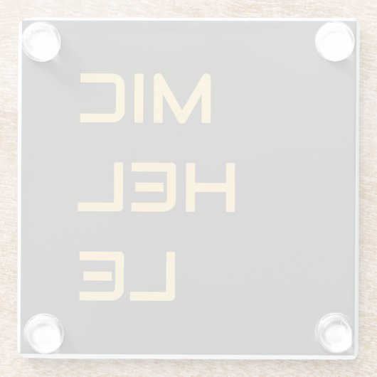 黒の名前をプレーンにモダン追加 ガラスコースター (裏面)