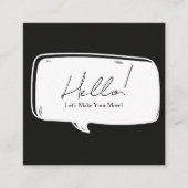 黒の吹き出しデザインの不動産名刺 | Speech Bubble Real Estate Busin スクエア名刺 (正面)