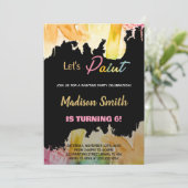 黒の塗って誕生日パーティー招待状 招待状 (スタンド正面)