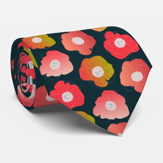 黒の大きいケシの破裂音の破裂音の珊瑚 ネクタイ (ロール)