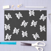 黒の大きく白いどくろ印 薄葉紙 (クラフト)