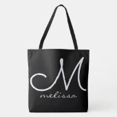 黒の大きなトートバッグと名前 トートバッグ (正面)