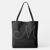 黒の大きなトートバッグと名前 トートバッグ (裏面)