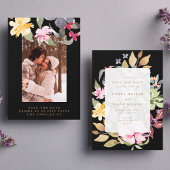 黒の大きなフローラフレーム水結婚色の写真 セーブザデート