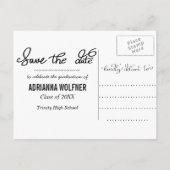 黒の大学院タイポグラフィ|日付の写真を保存します 案内ポストカード (裏面)