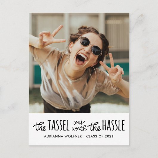 黒の大学院タイポグラフィ|日付の写真を保存します 案内ポストカード (正面)