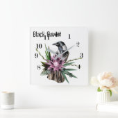 黒の大烏 スクエア壁時計 (ホーム)